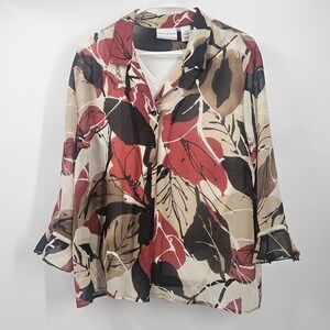 Alfred Dunner Women's Womens Button Up Blouse Top With Inside Tank. Size 16P